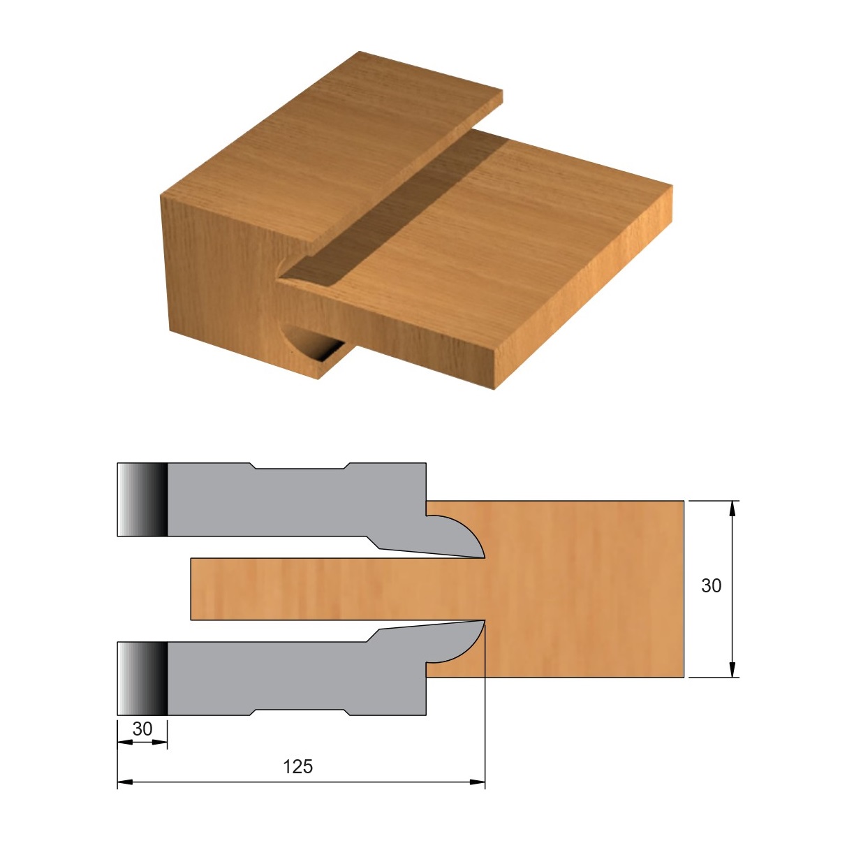 Fresas para Porta Moldurada de Aço Ø125 x 30 x 30 - Cód. 2181.04